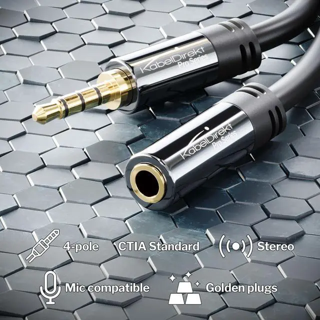 Alt view image 2 of 6 - Headset Extension Cable  3ft  Headphone Extension Cord with Break-Proof Metal Plug for Gaming Headsets & Headphones with Microphone TRRS 4-Pole 3.5mm Male to Female