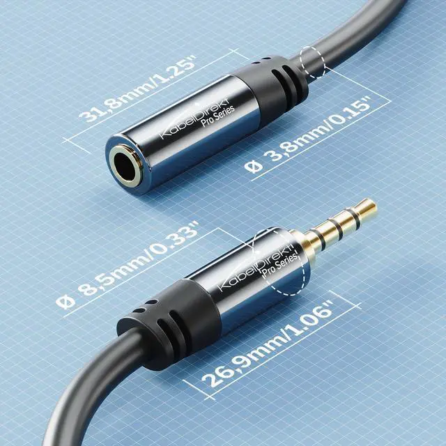 Alt view image 6 of 6 - Headset Extension Cable  3ft  Headphone Extension Cord with Break-Proof Metal Plug for Gaming Headsets & Headphones with Microphone TRRS 4-Pole 3.5mm Male to Female