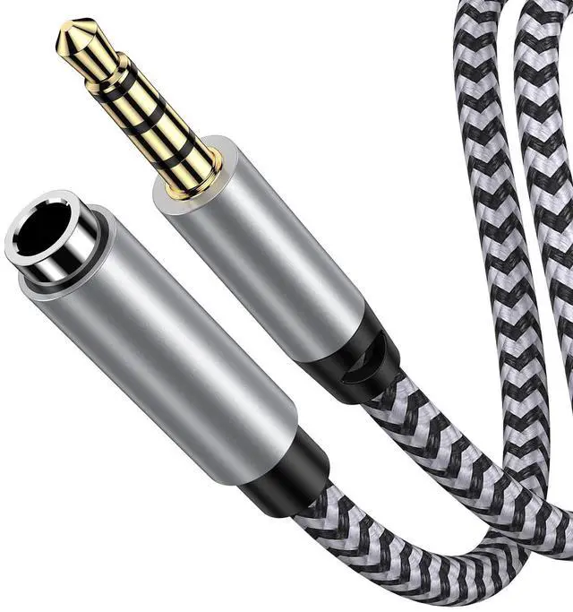 Main image of Headphone Extension Cable 6FT 3.5mm Male to Female Stereo Audio Extension Cable with Microphone Nylon Braided Aux Adapter Extender Cord for Headset iPhone iPad Smartphones Tablets Media Players