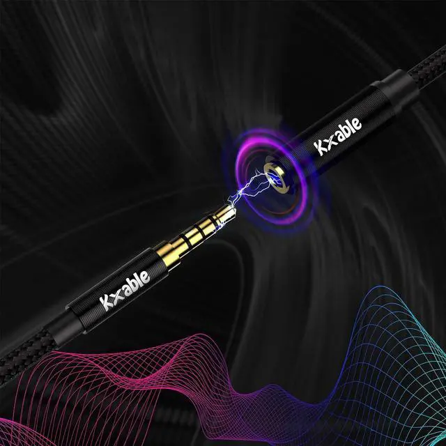 Alt view image 4 of 6 - 3.5mm Headphone Extension Cable 15FT 4 Pole TRRS 1/8 inch Male to Female Stereo Audio Cord Nylon Braided Microphone Compatible for Headphone iPad Smartphone Media Players Tablet- Slim