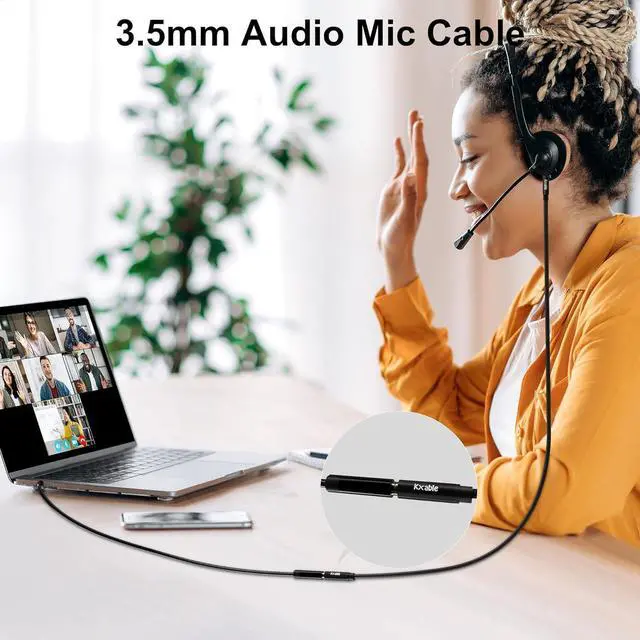 Alt view image 5 of 6 - 3.5mm Headphone Extension Cable 15FT 4 Pole TRRS 1/8 inch Male to Female Stereo Audio Cord Nylon Braided Microphone Compatible for Headphone iPad Smartphone Media Players Tablet- Slim