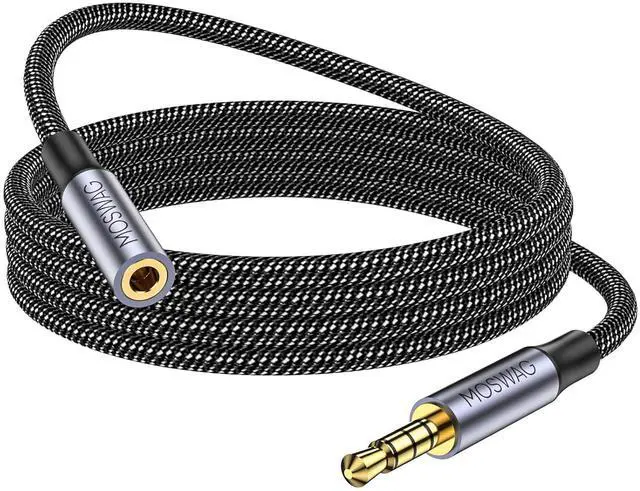 Main image of 6.6FT/2Meter 3.5mm Male to Female Extension Cable with Microphone Stereo Audio Adapter Nylon Braided Compatible for Home/Car Stereos Smartphones Headphones Tablets Media Players and More