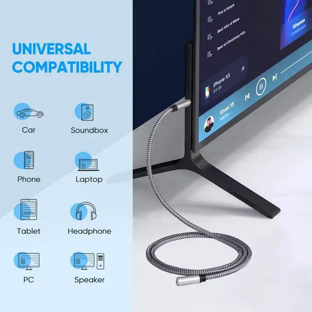 Alt view image 7 of 7 - 15Ft Audio Extension Cable 3.5mm Male to Female Auxiliary Stereo Jack Cord for Phones Headphones Speakers Tablets and More (15Ft/5M)