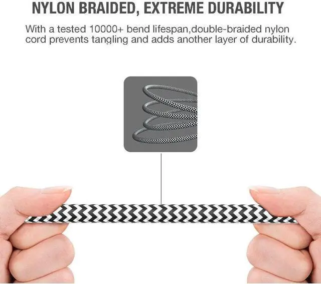 Alt view image 3 of 5 - 3.5mm Stereo Audio Cable Extension Male to Male Nylon Braided 10ft/3m Tangle-Free AUX Cable for Headphones iPods iPhones iPads Home/Car Stereos and More (Black)