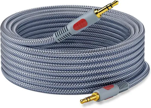 Main image of 3.5mm Aux Audio Cable 30 ft AUX Cord Braid 3.5mm to 3.5 mm Stereo Audio Cable 1/8 Shielded AUX Headphone Cable Extension Male to Male Outdoor Auxillary Stereo Audio Cable Cord