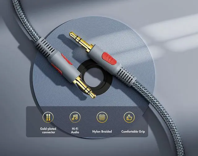Alt view image 2 of 7 - 3.5mm Aux Audio Cable 30 ft AUX Cord Braid 3.5mm to 3.5 mm Stereo Audio Cable 1/8 Shielded AUX Headphone Cable Extension Male to Male Outdoor Auxillary Stereo Audio Cable Cord