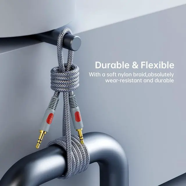 Alt view image 3 of 7 - 3.5mm Aux Audio Cable 30 ft AUX Cord Braid 3.5mm to 3.5 mm Stereo Audio Cable 1/8 Shielded AUX Headphone Cable Extension Male to Male Outdoor Auxillary Stereo Audio Cable Cord