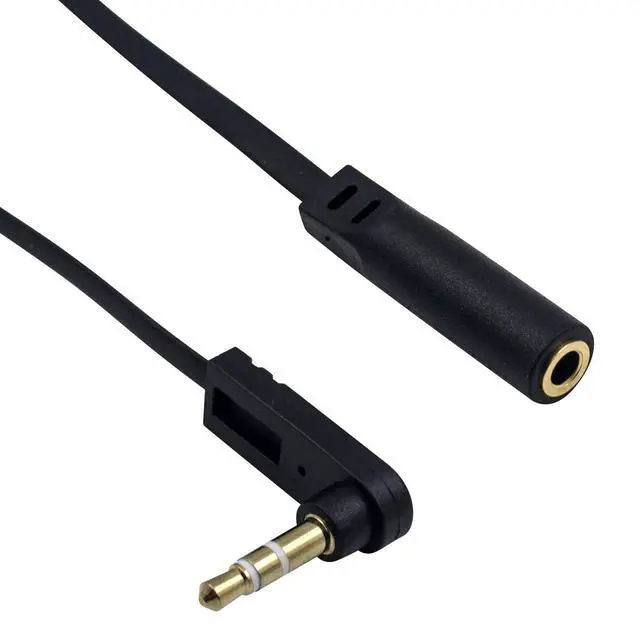 Alt view image 2 of 7 - 3.5mm Headphone Extension Cable 2-Pack 3.5mm Aux Extension Cable Flat Right Angle 1/8 inch Male to Female Audio Stereo Short Cable for Phones Speakers PS4 Headset & More 6.8inch