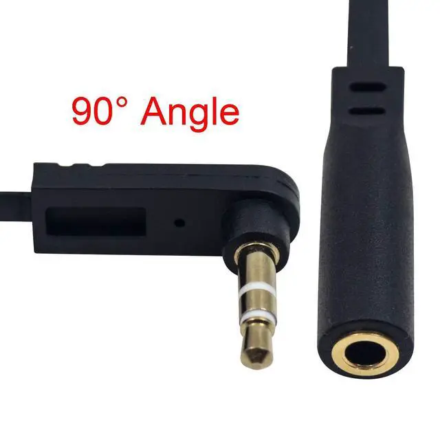 Alt view image 3 of 7 - 3.5mm Headphone Extension Cable 2-Pack 3.5mm Aux Extension Cable Flat Right Angle 1/8 inch Male to Female Audio Stereo Short Cable for Phones Speakers PS4 Headset & More 6.8inch