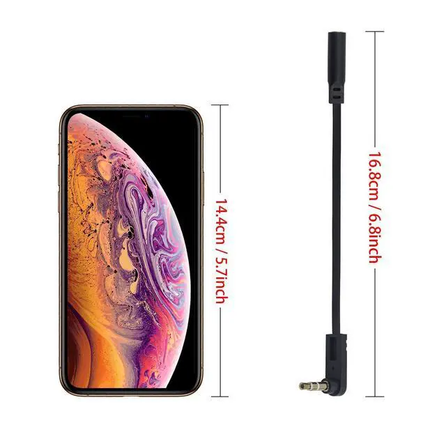 Alt view image 6 of 7 - 3.5mm Headphone Extension Cable 2-Pack 3.5mm Aux Extension Cable Flat Right Angle 1/8 inch Male to Female Audio Stereo Short Cable for Phones Speakers PS4 Headset & More 6.8inch