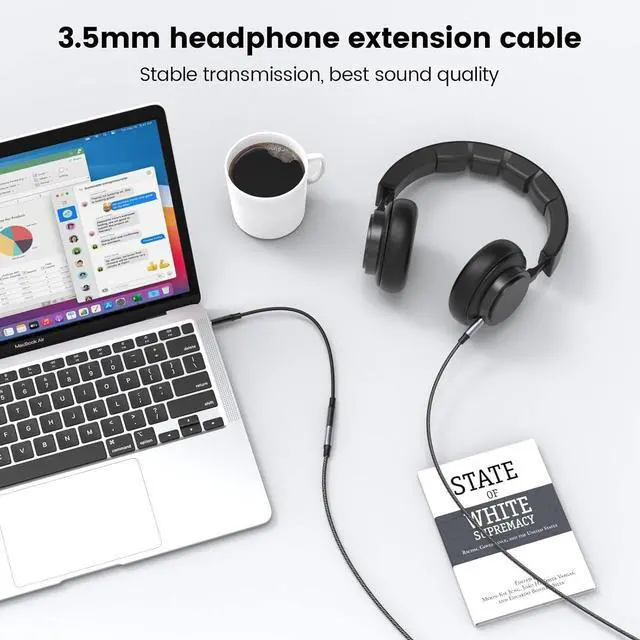 Alt view image 5 of 7 - 6.6FT/2Meter 3.5mm Male to Female Extension Cable with Microphone Stereo Audio Adapter Nylon Braided Compatible for Home/Car Stereos Smartphones Headphones Tablets Media Players and More