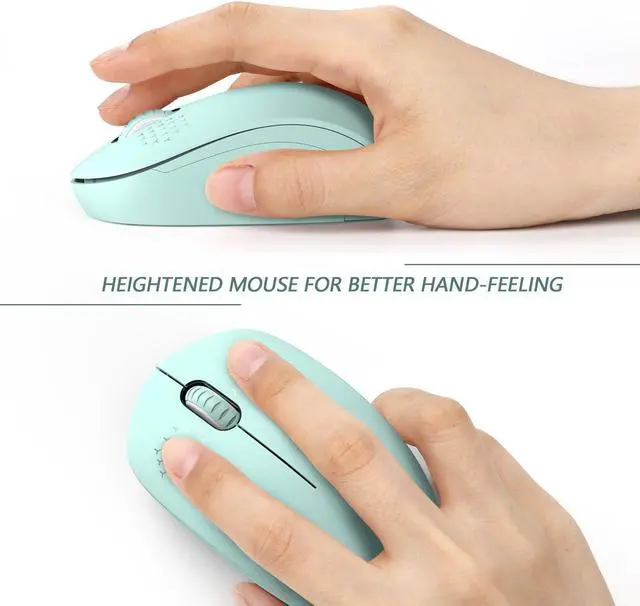 Alt view image 5 of 7 - Wireless Mouse 2.4G Noiseless Mouse with USB Receiver - Portable Computer Mice for PC Tablet Laptop with Windows System - Mint Green