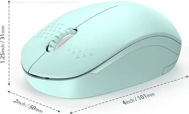 Alt view image 6 of 7 - Wireless Mouse 2.4G Noiseless Mouse with USB Receiver - Portable Computer Mice for PC Tablet Laptop with Windows System - Mint Green