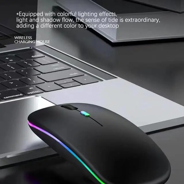 Alt view image 5 of 7 - Wireless Bluetooth Mouse LED Dual Mode Rechargeable Silent Slim Laptop Mouse Portable(BT5.2+USB Receiver) Dual Mode Computer Mice for Laptop Desktop Computer ipad Tablet Phone TV (Black)
