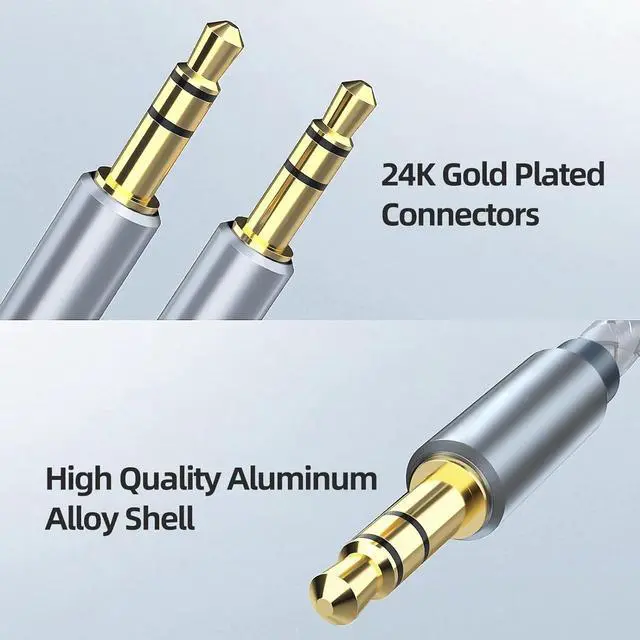 Alt view image 2 of 7 - 3.5mm Nylon Braided Aux Cable (3.3ft/1m) - Male to Male Audio Auxiliary Cord for Headphones Car Home Stereos Speaker iPhone iPad iPod Echo - Gray