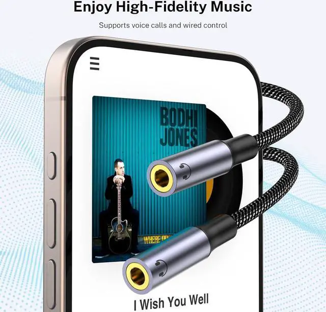 Alt view image 6 of 6 - Headphone Mic Splitter 3.5mm Headset Y Adapter 2 Female to 1 Male 3.5mm Jack Cable Mic Audio Splitter Headset Splitter Cable with Separate Audio Microphone JacksDual Headphone Splitter