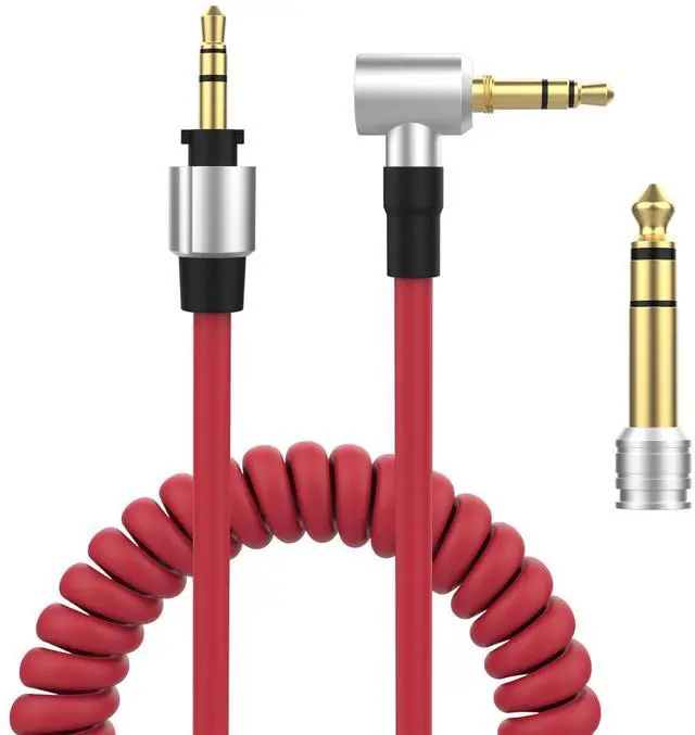 Main image of Replacement 3.5mm to 3.5mm & 6.5mm Aux Auxiliary Audio Cable Headphone Extension Cord Compatible with Monster Beats Solo Pro Detox by Dr Dre Headphones (Red)