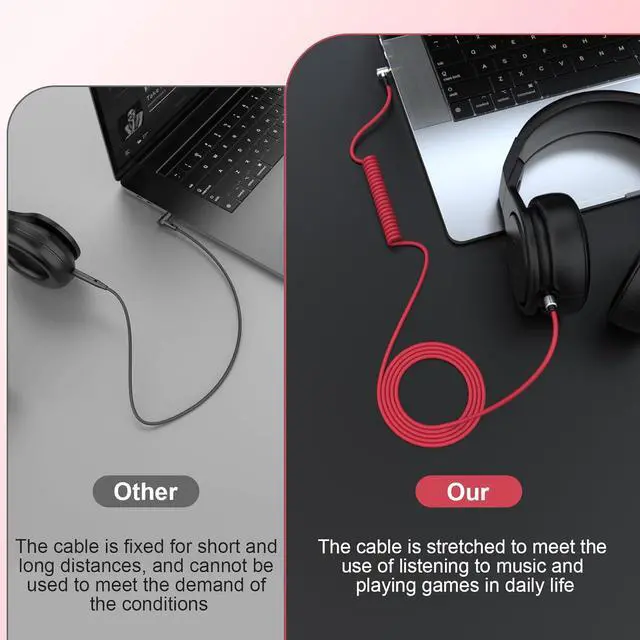 Alt view image 5 of 7 - Replacement 3.5mm to 3.5mm & 6.5mm Aux Auxiliary Audio Cable Headphone Extension Cord Compatible with Monster Beats Solo Pro Detox by Dr Dre Headphones (Red)