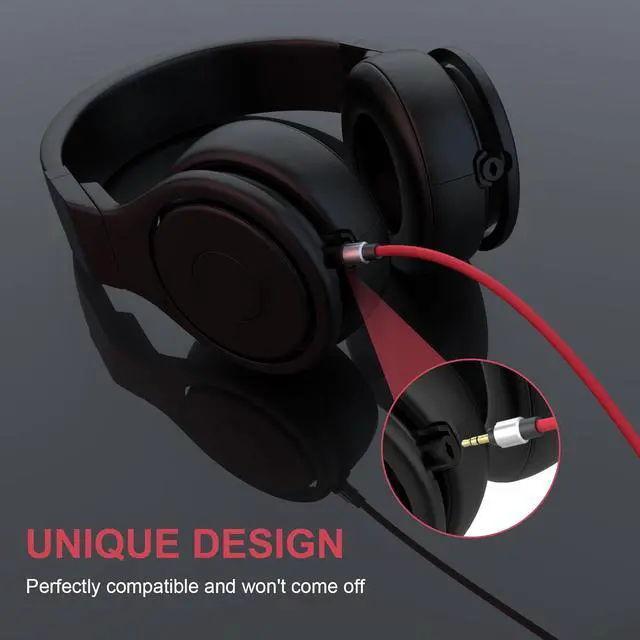 Alt view image 7 of 7 - Replacement 3.5mm to 3.5mm & 6.5mm Aux Auxiliary Audio Cable Headphone Extension Cord Compatible with Monster Beats Solo Pro Detox by Dr Dre Headphones (Red)