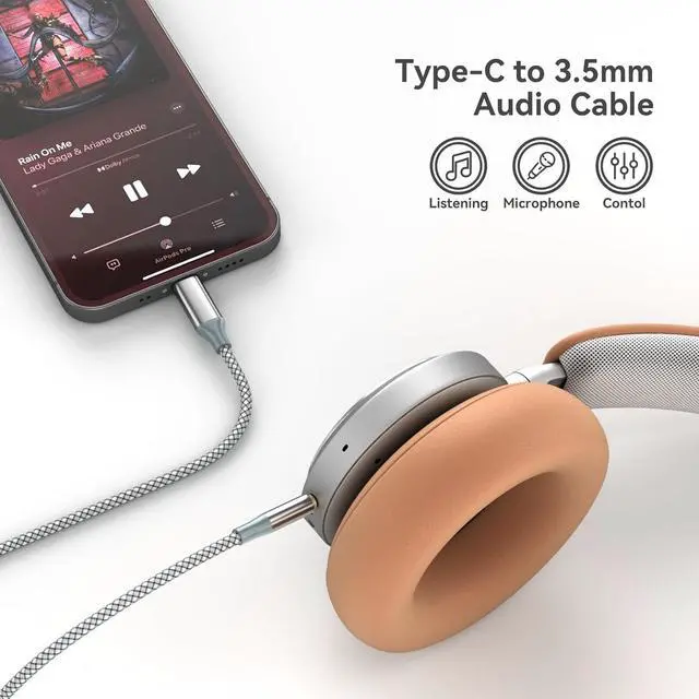 Alt view image 2 of 7 - USB C to 3.5mm Nylon Braided Aux Cable Type C to Male Adapter Stereo Extension Audio Cord for iPhone 16 Pro Max/16 Pro 15 Pro Max/15 Pro/15 Plus Galaxy S23/S22/S21 Ultra Pixel iPad Pro MacBook