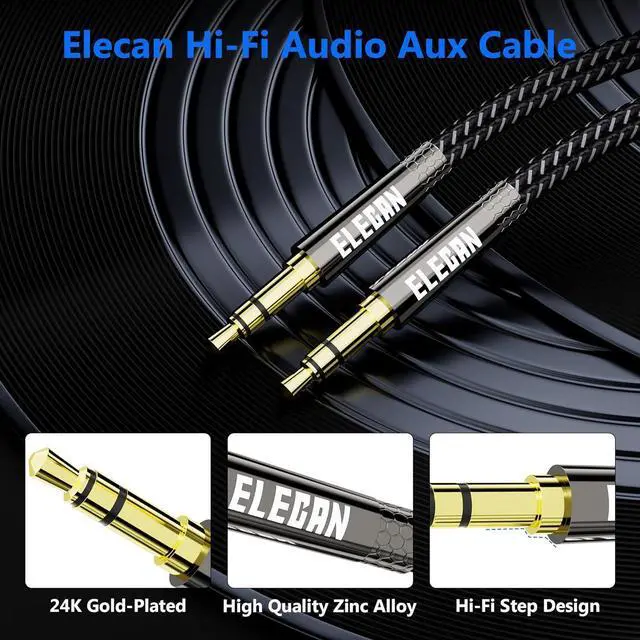 Alt view image 3 of 6 - 3.5mm AUX Cable 10 Ft/2 Pack (Hi-Fi Sound-Zinc Alloy Case-OD 3.5MM-Ultra Slim&Soft) Auxiliary Stereo Audio Cable Braided 1/8 inch 3.5 mm AUX Cord for Headphones Car Home Stereos Speaker Phones