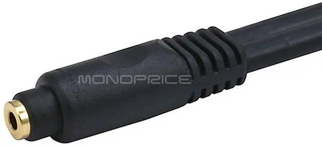 Alt view image 3 of 3 - Audio Extension Cable - Premium 3.5mm Stereo Male to 3.5mm Stereo Female Gold Plated 22AWG 25 Feet Black