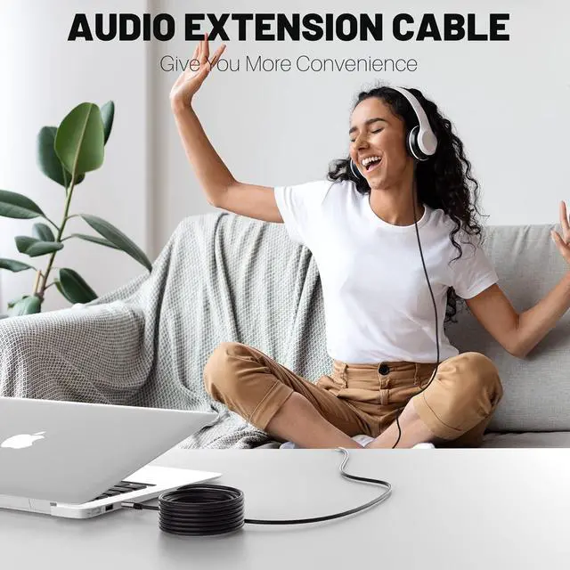 Alt view image 6 of 7 - 3.5mm Auxiliary Audio Stereo Cable 25 Feet Long Male to Male Aux Cord Gold Plated Connectors OFC Core Black Cable (with 5 pcs Cable Ties) - 25ft