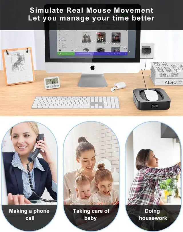 Alt view image 7 of 7 - Meatanty Mouse Mover Undetectable, Super-Silent Mouse Jiggler Device Move Randomly, Automatic Wiggler Shaker Giggler, Adjustable Interval Timer, Keep Computer Laptop Active for Office Home Remote Work