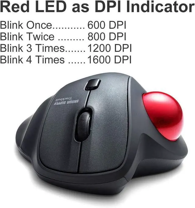 Alt view image 7 of 7 - SANWA 2.4G Wireless Ergonomic Trackball Mouse and 3-Device Bluetooth Keyboard with Touchpad, Silent Buttons Roller Mouse, 600-1600 DPI, Rechargeable Touchpad, Compatible with Mac, Laptop, PC, Windows