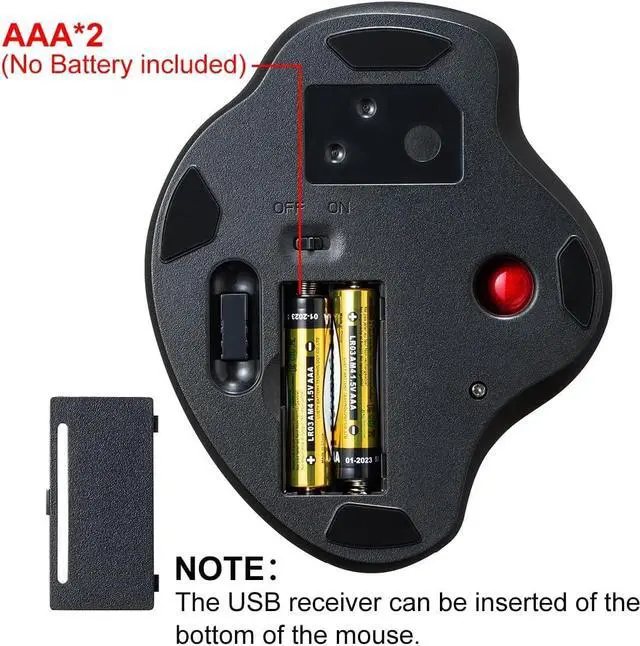 Alt view image 4 of 7 - SANWA 2.4G Wireless Trackball Mouse GMAWTB129BK + Orange 34mm Replacement Ball Bundle Set, Silent Click Rollerball Mouse, 600/800/1200/1600 DPI, Compatible with Mac, Laptop, PC, Windows, macOS