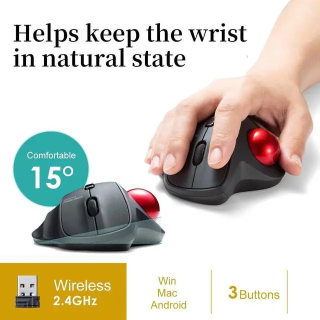 Alt view image 4 of 7 - SANWA TB129 2.4G Wireless Trackball Mouse + Bluetooth Numeric Keypad Combo, Silent Click Roller Ball Mice, Rechargeable Wireless Ten Key Portable, Compatible with MacBook, Windows, Laptop, iOS, Black