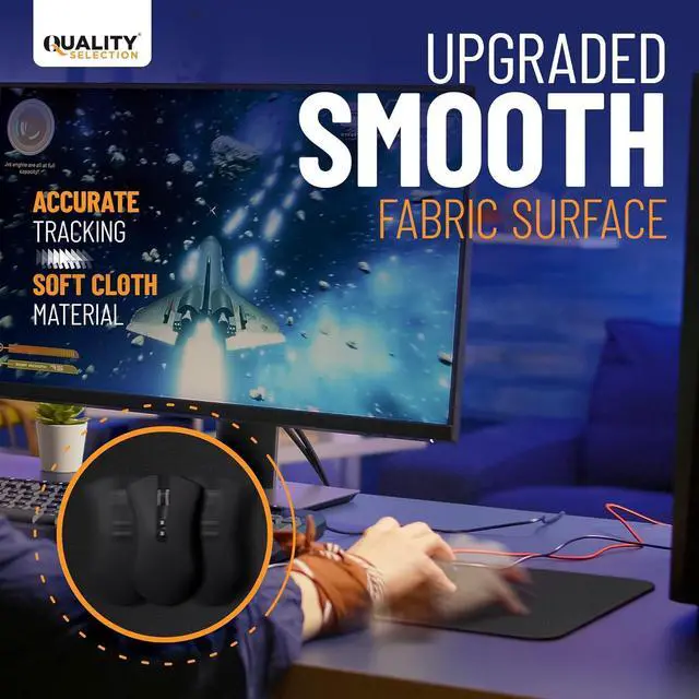Alt view image 7 of 7 - Mouse Pad Non-Slip Rubber Base Computer Black Mousepad Superb Tracking Accuracy and Smooth Surface Mouse Control Mouse Pads for Desk Office Home & Gaming 7.75 X 9.25 in No Logos