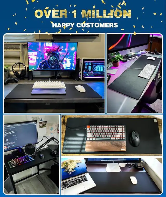 Alt view image 6 of 7 - Large Gaming Mouse Pad with Superior Micro-Weave Cloth Extended Desk Mousepad with Stitched Edges Non-Slip Base Water Resist Keyboard Pad for Gamer Office & Home 31.5 x 11.8 in Black