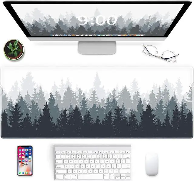 Alt view image 2 of 7 - Gaming Mouse Mat Forest Background Pattern XXL XL Large Mouse Mat Long Extended Mouse Pad Desk Mat Non-Slip Rubber Mice Pads Stitched Edges Thin Pad (31.5 x 11.8 x 0.12 Inches) Tree