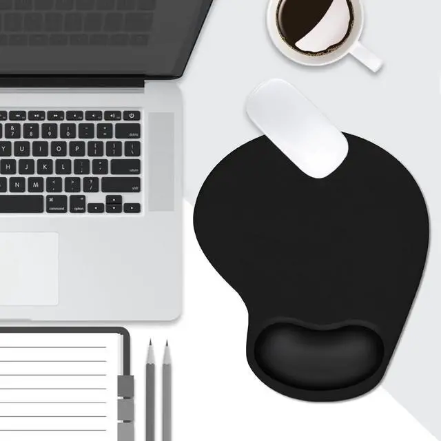 Alt view image 7 of 7 - Ergonomic Mouse Pad with Wrist Rest Support Mousepad with Comfortable Gel Wrist and Non-Slip PU Base for Pain Relief Computer Laptop Office Home (Black)