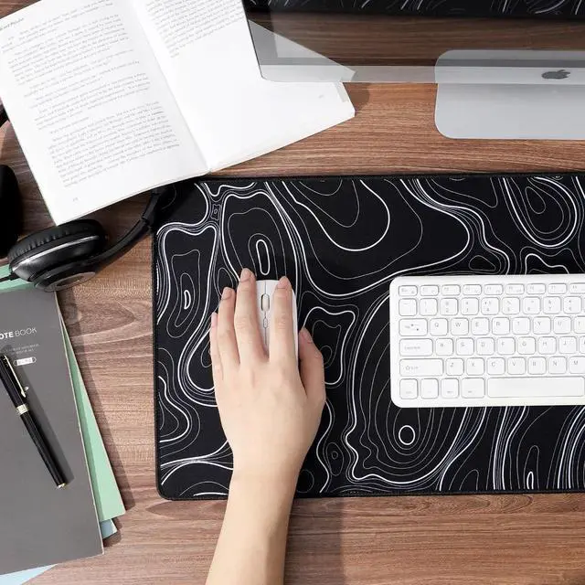Alt view image 6 of 7 - Topographic Map Waterproof Mouse Pad - Extended Contour Mouse Mat for Home and Office Large Gaming Mousepad Laptop Keyboard Mat with Non-Slip Rubber Base Stitched Edges (31.50x15.75x0.12)