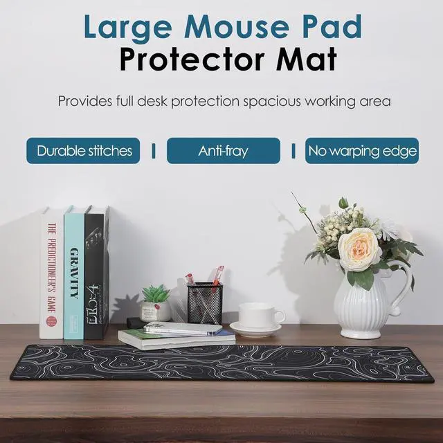 Alt view image 7 of 7 - Topographic Map Waterproof Mouse Pad - Extended Contour Mouse Mat for Home and Office Large Gaming Mousepad Laptop Keyboard Mat with Non-Slip Rubber Base Stitched Edges (31.50x15.75x0.12)
