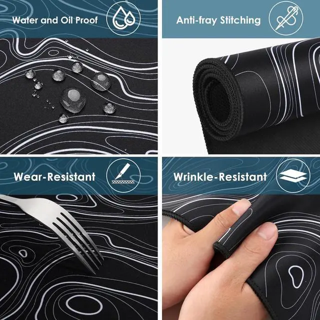Alt view image 4 of 7 - Topographic Map Waterproof Mouse Pad - Extended Contour Mouse Mat for Home and Office Large Gaming Mousepad Laptop Keyboard Mat with Non-Slip Rubber Base Stitched Edges (31.50x15.75x0.12)
