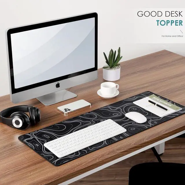 Alt view image 5 of 7 - Topographic Map Waterproof Mouse Pad - Extended Contour Mouse Mat for Home and Office Large Gaming Mousepad Laptop Keyboard Mat with Non-Slip Rubber Base Stitched Edges (31.50x15.75x0.12)