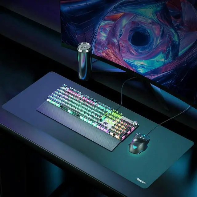 Alt view image 7 of 7 - Senetem XL Large Mouse Pad, Ultra-Smooth Gaming Mousepad, Non-Slip Rubber Base, Washable Surface Fits Wired & Wireless Mouse  Big & Long Keyboard Computer Black Mat for Desk, 31.5x11.8 in