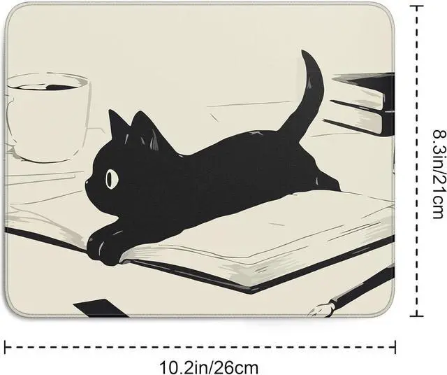 Alt view image 3 of 7 - Cute Black Cat Mouse Pad Kawaii Anime Cat Mouse Pads for Wireless Mouse Desk Accessories 10X8 Travel Mousepad with Non-Slip Rubber Base Stitched Edge Mouse Pads for Desk Computers Laptop Office