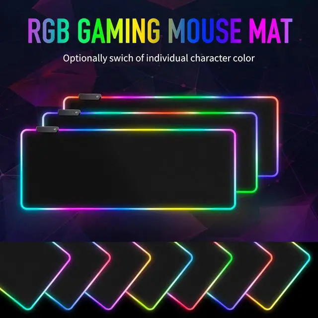 Alt view image 3 of 7 - Large RGB Gaming Mouse Pad -15 Light Modes Touch Control Extended Soft Computer Keyboard Mat Non-Slip Rubber Base for Gamer Esports Pros 31.5X11.8