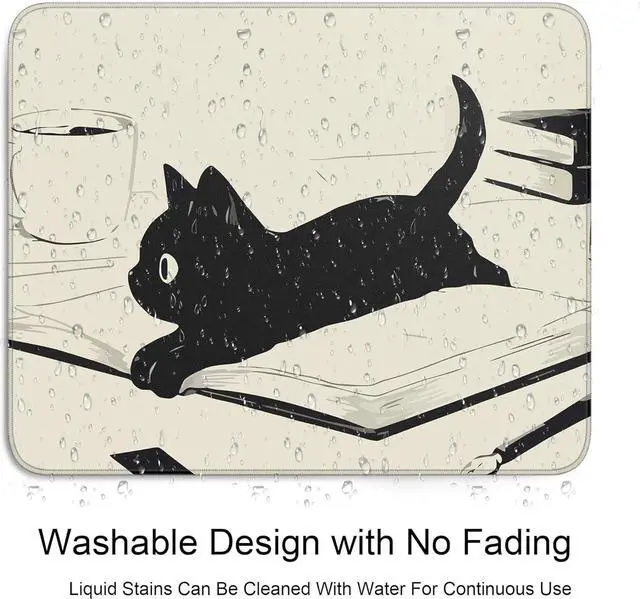Alt view image 4 of 7 - Cute Black Cat Mouse Pad Kawaii Anime Cat Mouse Pads for Wireless Mouse Desk Accessories 10X8 Travel Mousepad with Non-Slip Rubber Base Stitched Edge Mouse Pads for Desk Computers Laptop Office