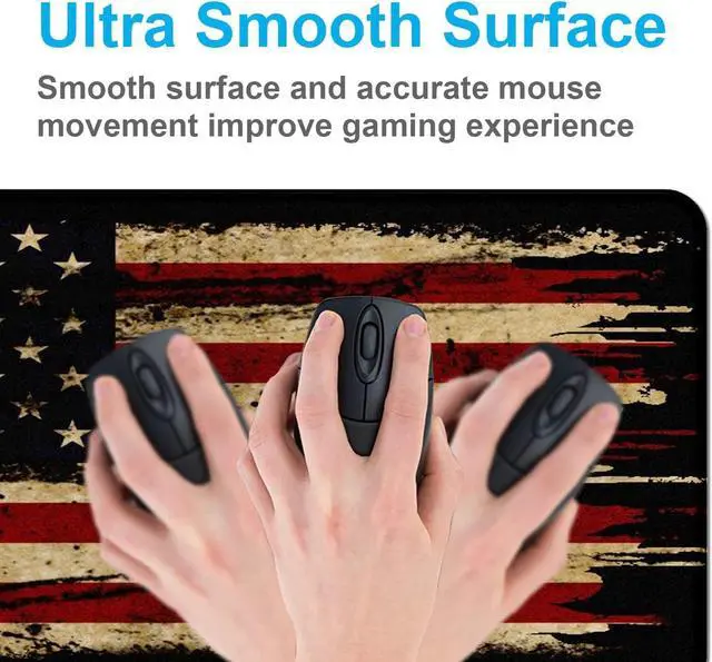 Alt view image 5 of 7 - Large Extended Gaming Mouse Pad with Stitched Edges, Non-Slip Waterproof Rubber Base Mouse Pad for Office, Computer, Keyboard, Laptop and Home Desk Pad 35.4 x 15.7 x 0.12 Inch (American Antique Flag)