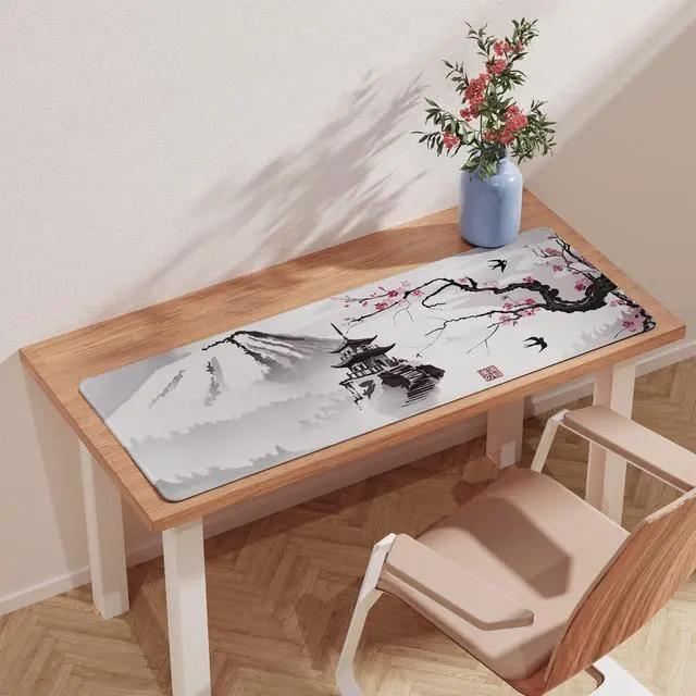 Alt view image 3 of 7 - Japanese Cherry Blossom Mouse Pad (31.5 × 11.8 × 0.12 inch) Extended Large Mouse Mat Desk Pad Stitched Edges Mousepad Non-Slip Rubber Base Gaming Mouse Pad Office & Home.