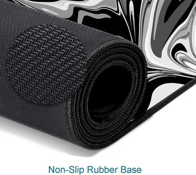 Alt view image 4 of 6 - Large Gaming Mouse Pad Extended XL Mousepad Non-Slip Rubber Base Keyboard Mouse Mat Desk Pad for Work Game Office Home 31.5 x 11.8 in Black Marble Fluid Design