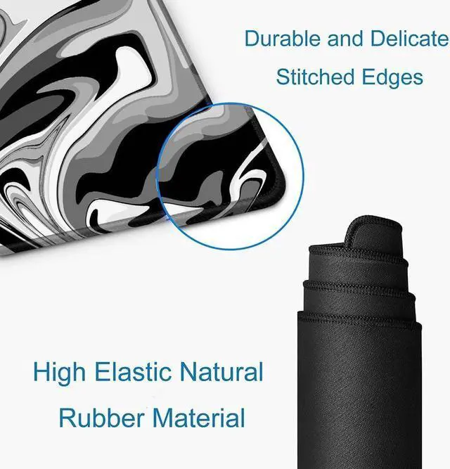 Alt view image 5 of 6 - Large Gaming Mouse Pad Extended XL Mousepad Non-Slip Rubber Base Keyboard Mouse Mat Desk Pad for Work Game Office Home 31.5 x 11.8 in Black Marble Fluid Design