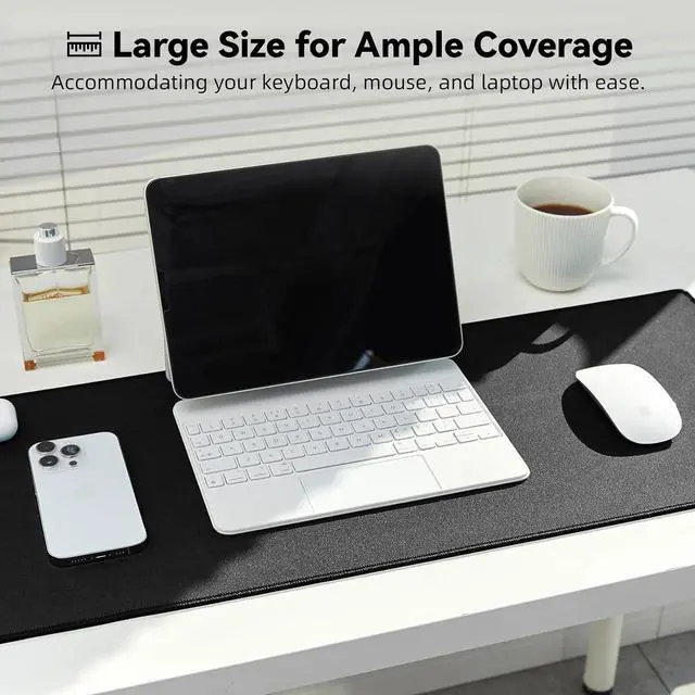 Alt view image 2 of 7 - Large Gaming Mouse Pad with Durable Stitched Edges Non-Slip Rubber Base Big Computer Keyboard Mouse Mat Desk Pad for Home Office Gaming Work 31.5x11.8x0.12 Black