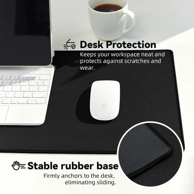 Alt view image 5 of 7 - Large Gaming Mouse Pad with Durable Stitched Edges Non-Slip Rubber Base Big Computer Keyboard Mouse Mat Desk Pad for Home Office Gaming Work 31.5x11.8x0.12 Black