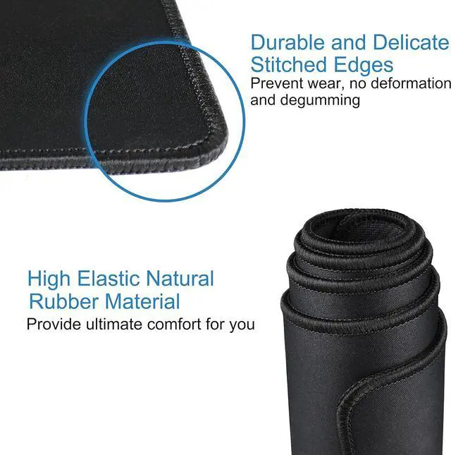 Alt view image 4 of 7 - Extra Large Mouse Pad 31.5 x 11.8 in Gaming Mousepad with Stitched Edges Premium Microfiber Cloth Surface Waterproof Non-Slip Base Keyboard Desk Mat for Home Office Gaming Black